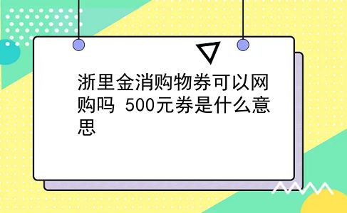 浙里金消购物券可以网购吗?500元券是什么意思?插图