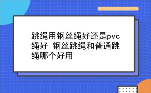 跳绳用钢丝绳好还是pvc绳好？钢丝跳绳和普通跳绳哪个好用？插图