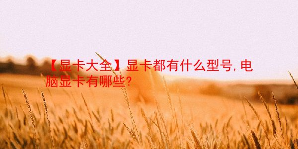 【显卡大全】显卡都有什么型号,电脑显卡有哪些?  第1张